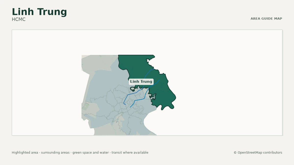Map of Linh Trung, HCMC, showing the commonly known area boundary