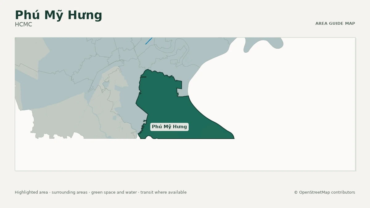 Map of Phú Mỹ Hưng, HCMC, showing the commonly known area boundary