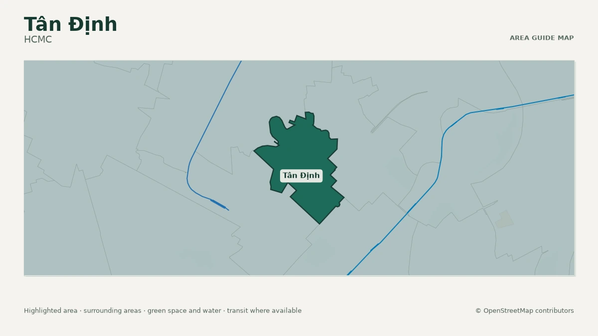 Map of Tân Định, HCMC, showing the commonly known area boundary