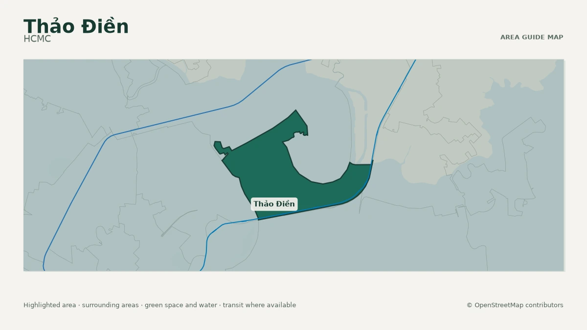 Map of Thảo Điền, HCMC, showing the commonly known area boundary