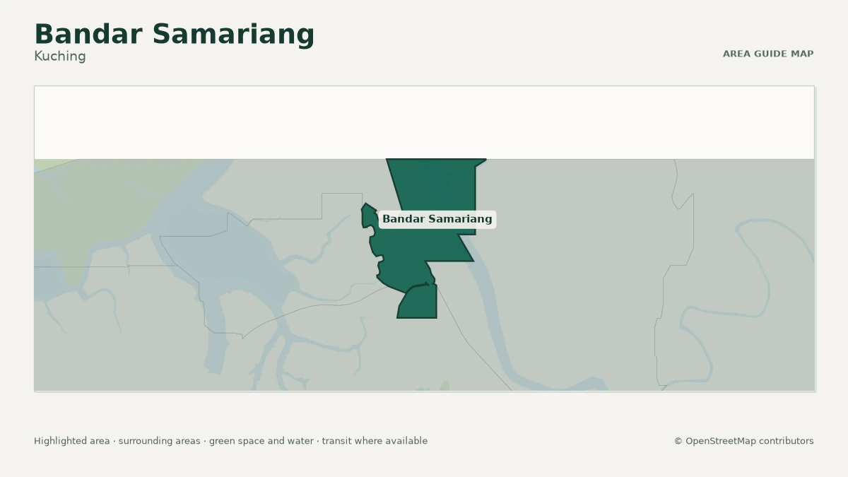 Map of Bandar Samariang, Kuching, showing the commonly known area boundary