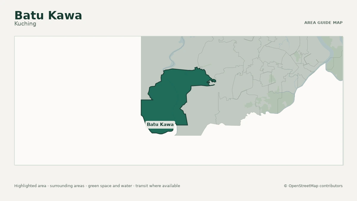 Map of Batu Kawa, Kuching, showing the commonly known area boundary
