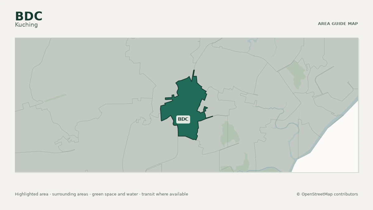 Map of BDC, Kuching, showing the commonly known area boundary