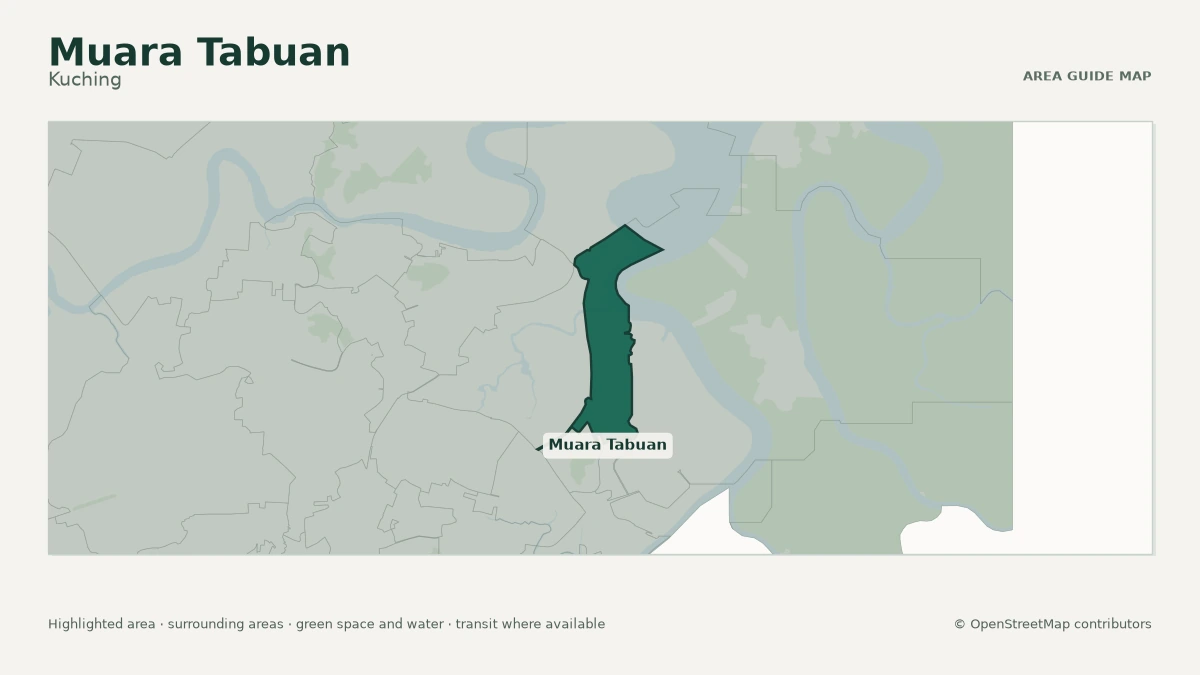Map of Muara Tabuan, Kuching, showing the commonly known area boundary