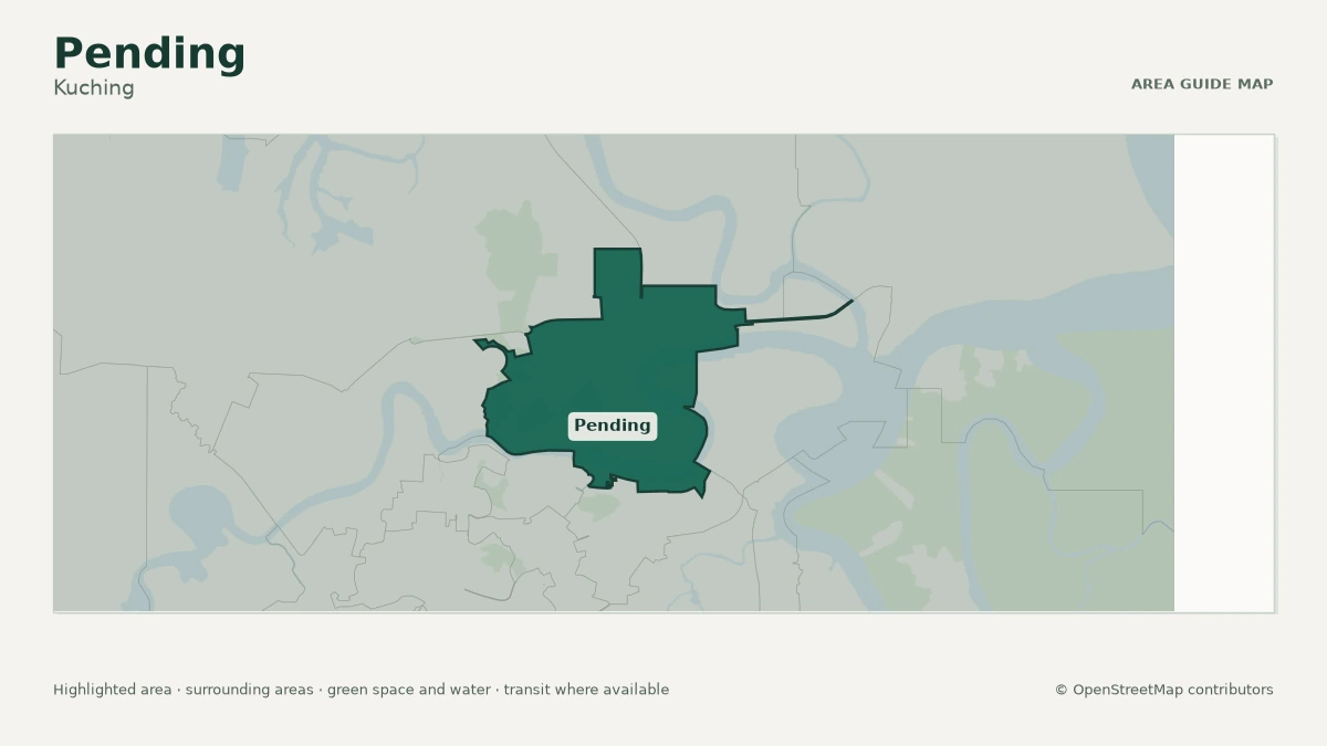 Map of Pending, Kuching, showing the commonly known area boundary