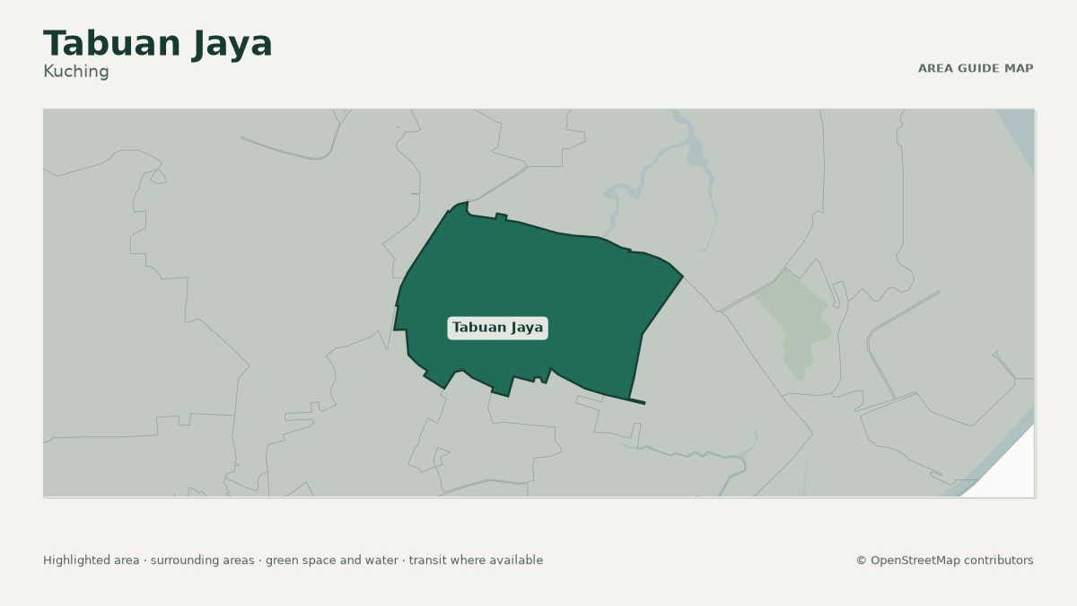 Map of Tabuan Jaya, Kuching, showing the commonly known area boundary