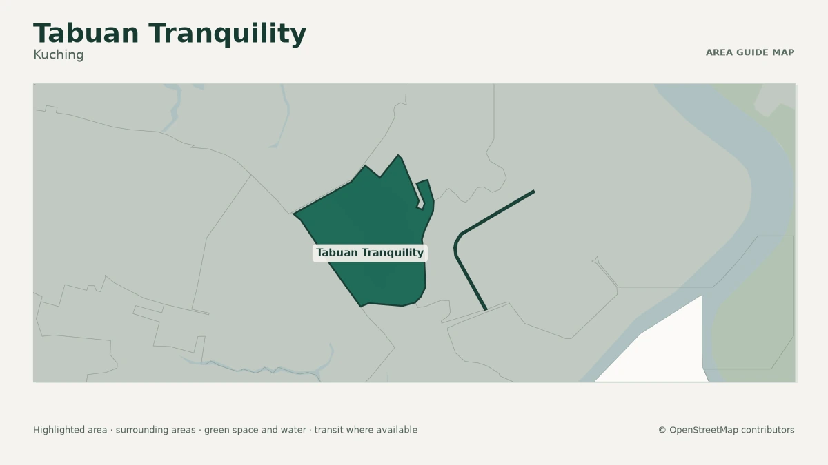Map of Tabuan Tranquility, Kuching, showing the commonly known area boundary