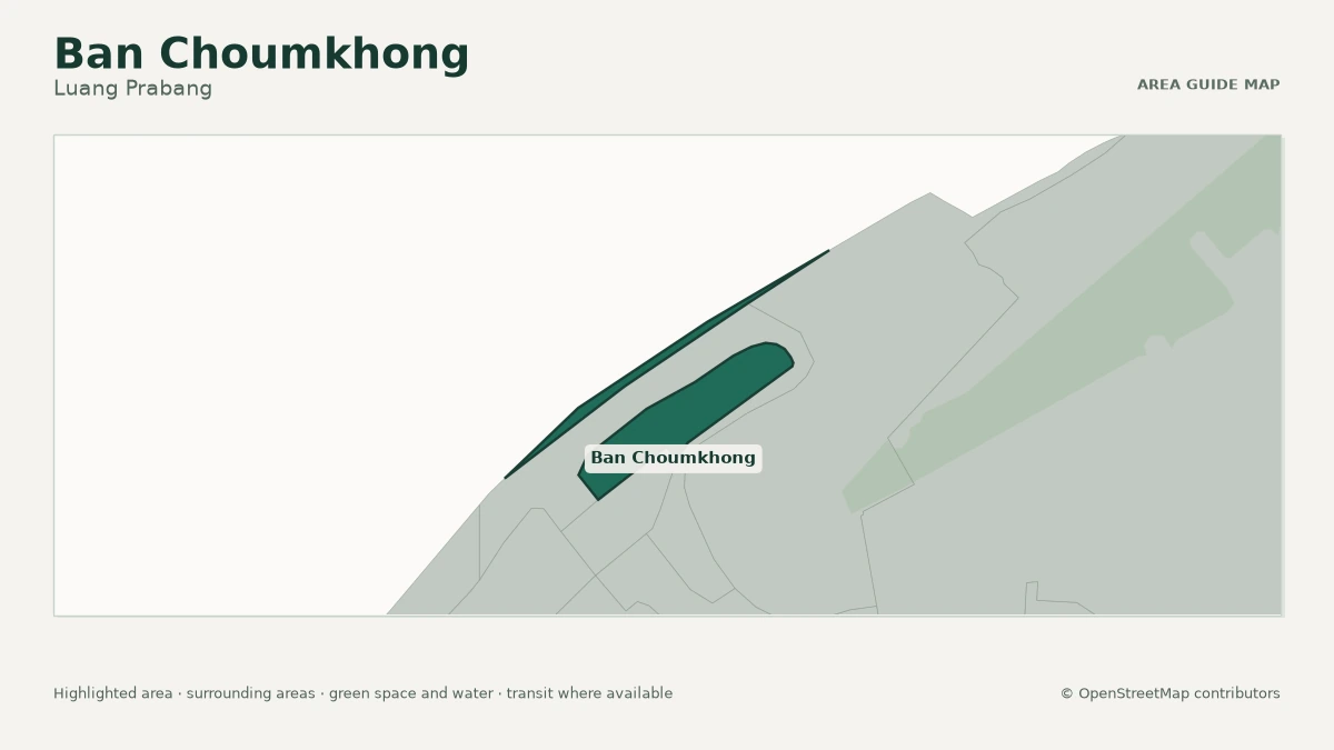 Map of Ban Choumkhong, Luang Prabang, showing the commonly known area boundary