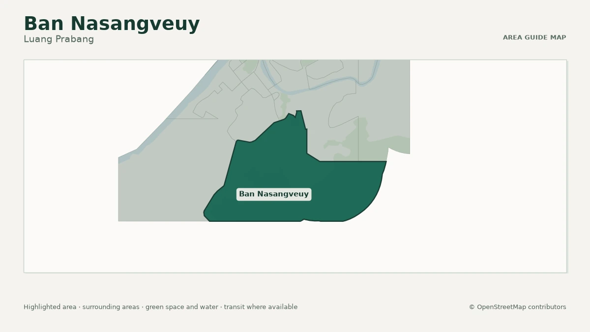 Map of Ban Nasangveuy, Luang Prabang, showing the commonly known area boundary