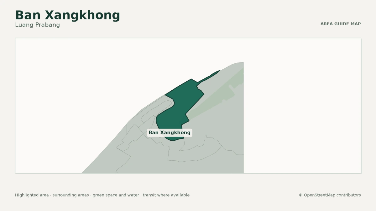 Map of Ban Xangkhong, Luang Prabang, showing the commonly known area boundary