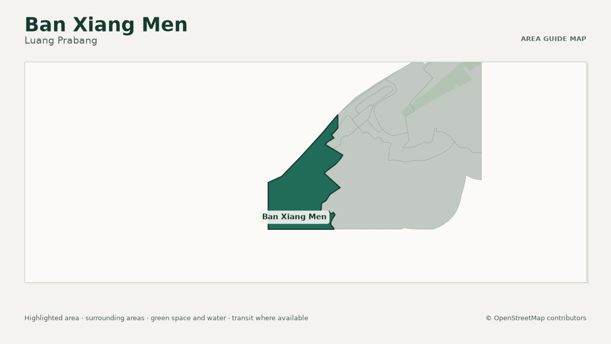 Map of Ban Xiang Men, Luang Prabang, showing the commonly known area boundary