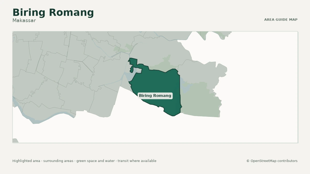 Map of Biring Romang, Makassar, showing the commonly known area boundary