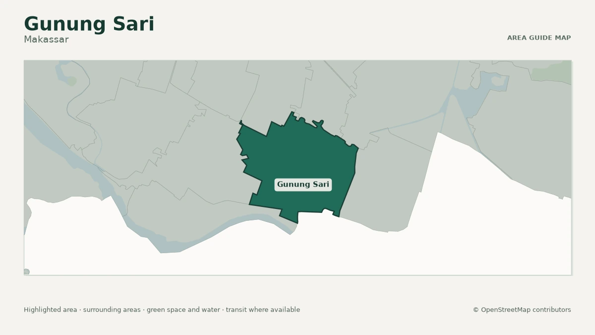 Map of Gunung Sari, Makassar, showing the commonly known area boundary