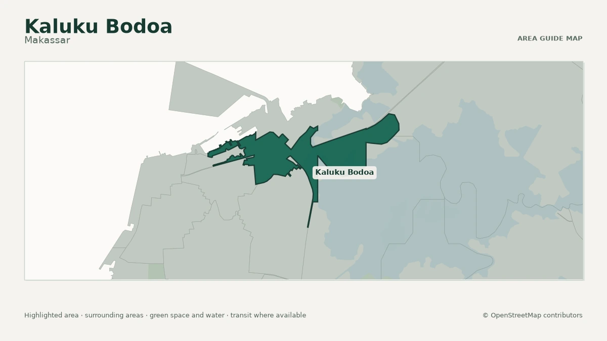 Map of Kaluku Bodoa, Makassar, showing the commonly known area boundary