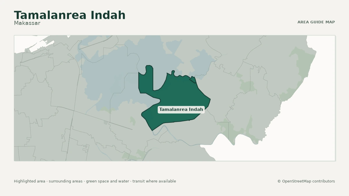 Map of Tamalanrea Indah, Makassar, showing the commonly known area boundary