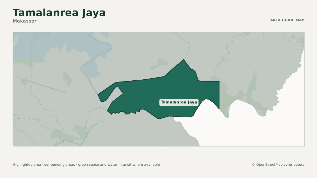 Map of Tamalanrea Jaya, Makassar, showing the commonly known area boundary