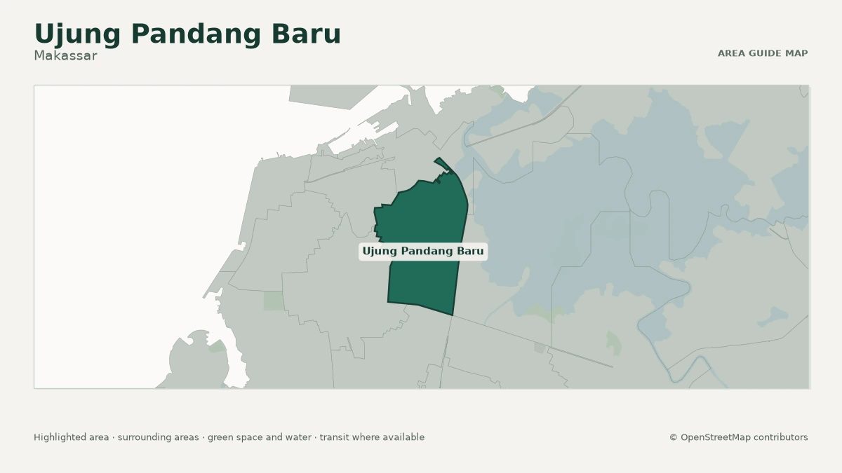 Map of Ujung Pandang Baru, Makassar, showing the commonly known area boundary