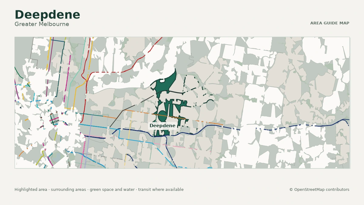 Map of Deepdene, Greater Melbourne, showing the commonly known area boundary