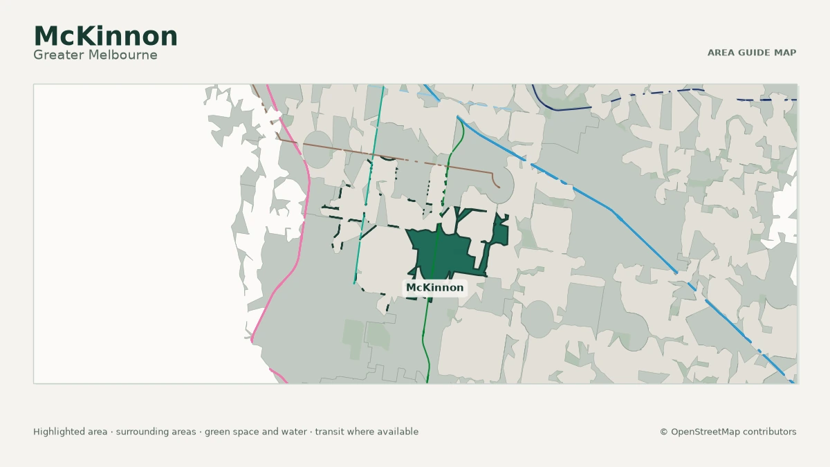Map of McKinnon, Greater Melbourne, showing the commonly known area boundary