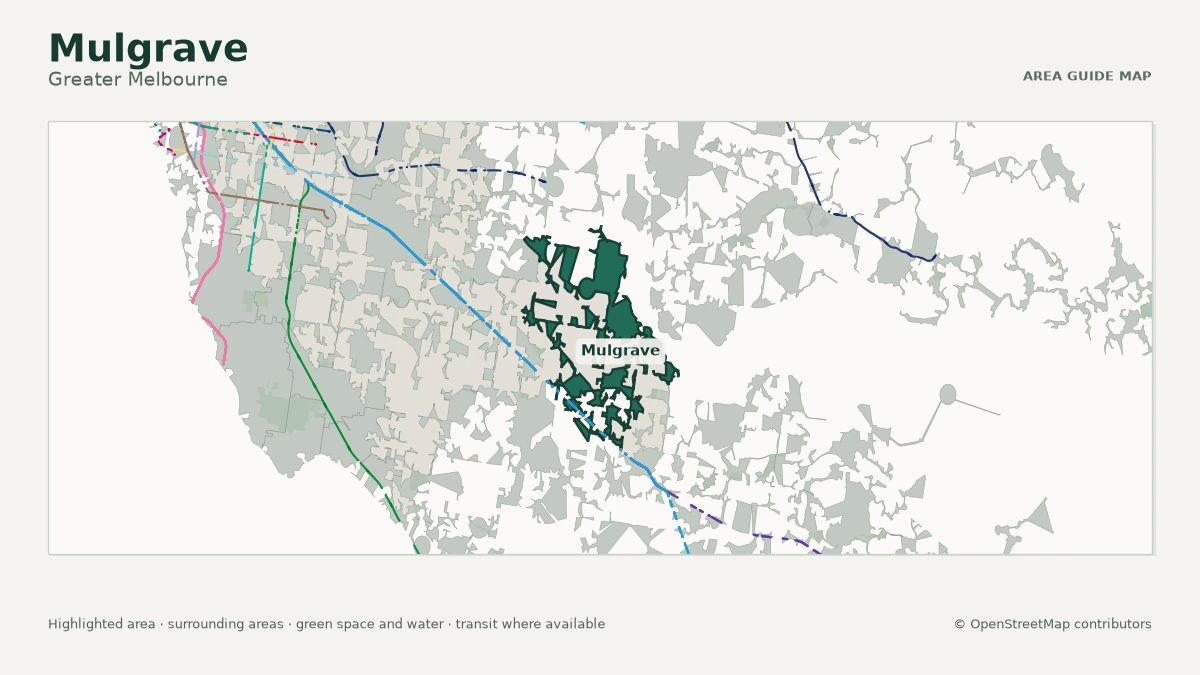 Map of Mulgrave, Greater Melbourne, showing the commonly known area boundary