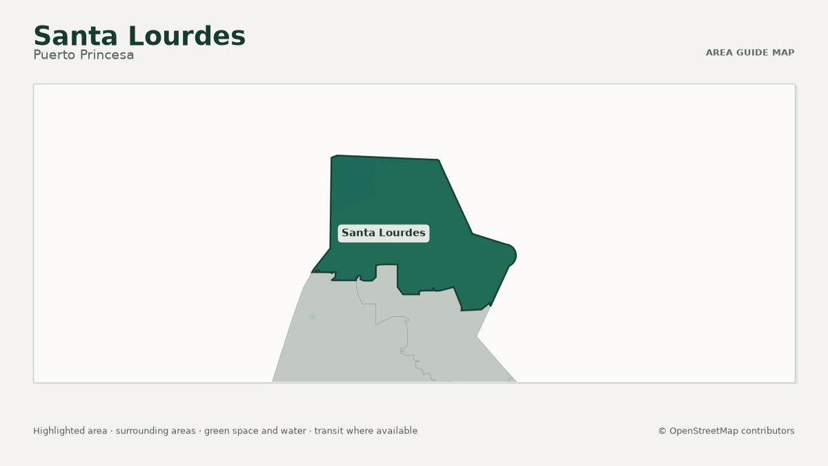 Map of Santa Lourdes, Puerto Princesa, showing the commonly known area boundary